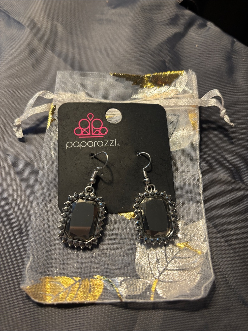 Paparazzi Black Faceted Dangle Earrings